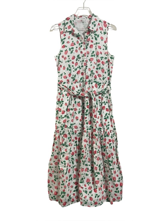 J. Crew Dresses & Skirts - J. Crew White Strawberry Print Button-Up Sleeveless Shirt Dress
